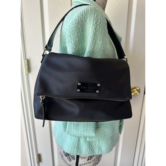 Kate Spade New York Highland Place Mini Maria Crossbody Nylon Black Handle Purse - Picture 2 of 10